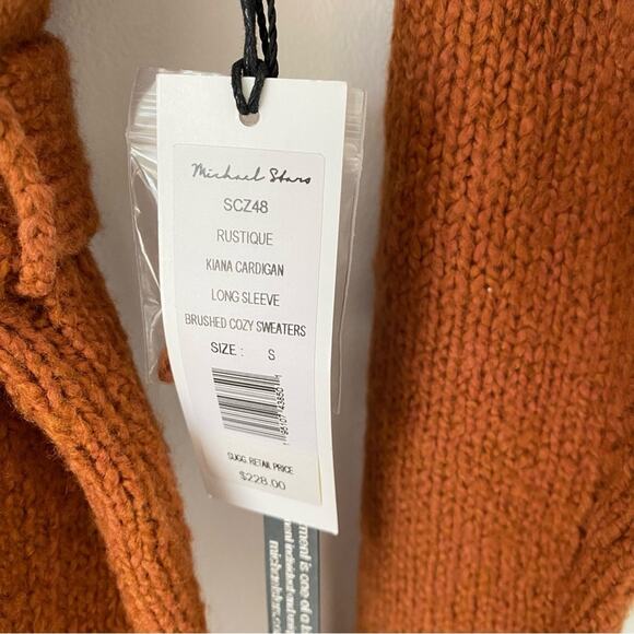 Michael Stars NWTs Kiana Belted Rust Cardigan Sweater size small Rustique - Picture 9 of 9